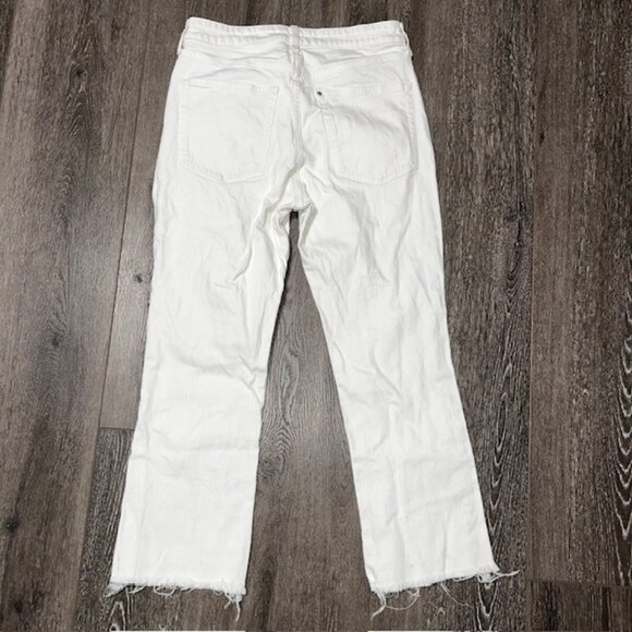 & Denim Jeans Straight Jeans Women Size 8 White High Rise Raw Hem Flare Cropped - Picture 6 of 7